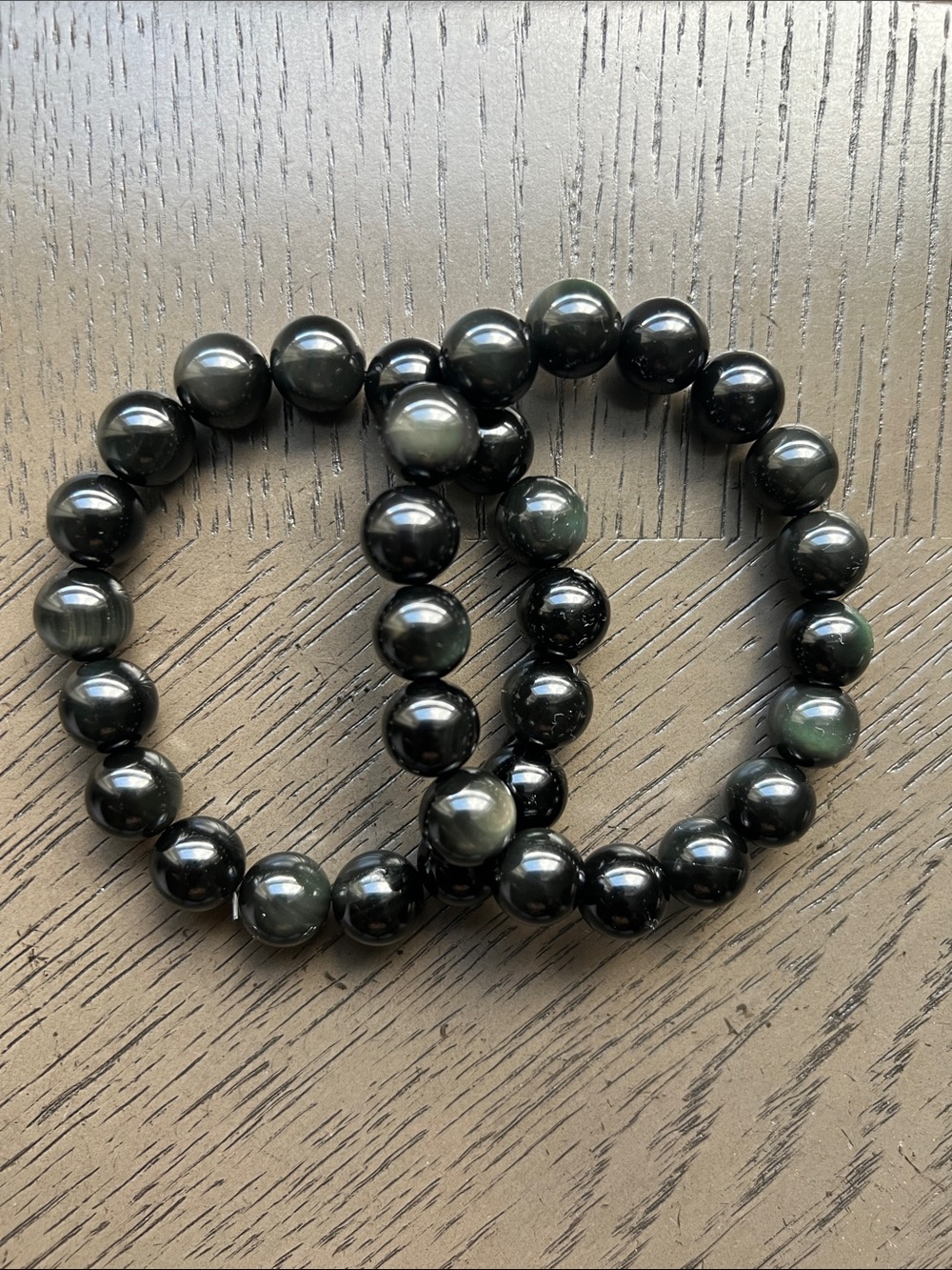Rainbow obsidian bracelet 12mm SIZE 6.75-7’ ( ONE )